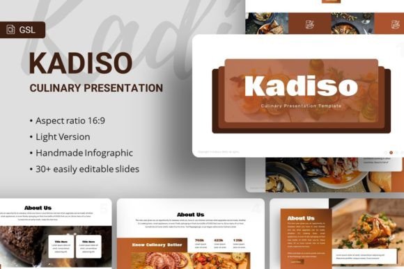 Kadiso Culinary: A Modern Google Slides Template for Your Brand